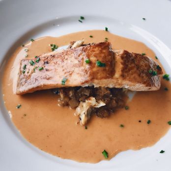 Del Frisco's Double Eagle Steakhouse - Salmon with crab hash - Seafood Near Me - Boston, Massachusetts Del Frisco's Double Eagle Steakhouse - Salmon with crab hash - Seafood Near Me - Boston, Massachusetts