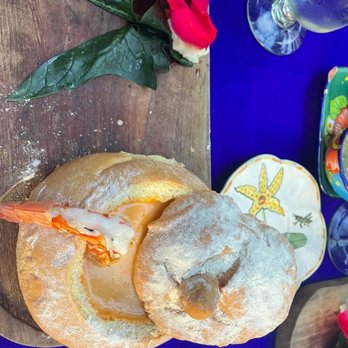 Edith's - Shrimp Bisque in a delightful bread bowl - Mexican Near Me - Cabo San Lucas, BCS