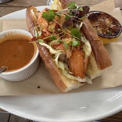 CrabShack - Lobster roll with a side of lobster bisque (special)
