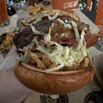 The Stand - American Classics Redefined - Onion Stack Burger ( sub blue cheese instead of cheddar) - New American Near Me - Encino, California
