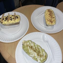 Pistachio tiramisu, cannoli tiramisu, and salted caramel tiramisu
