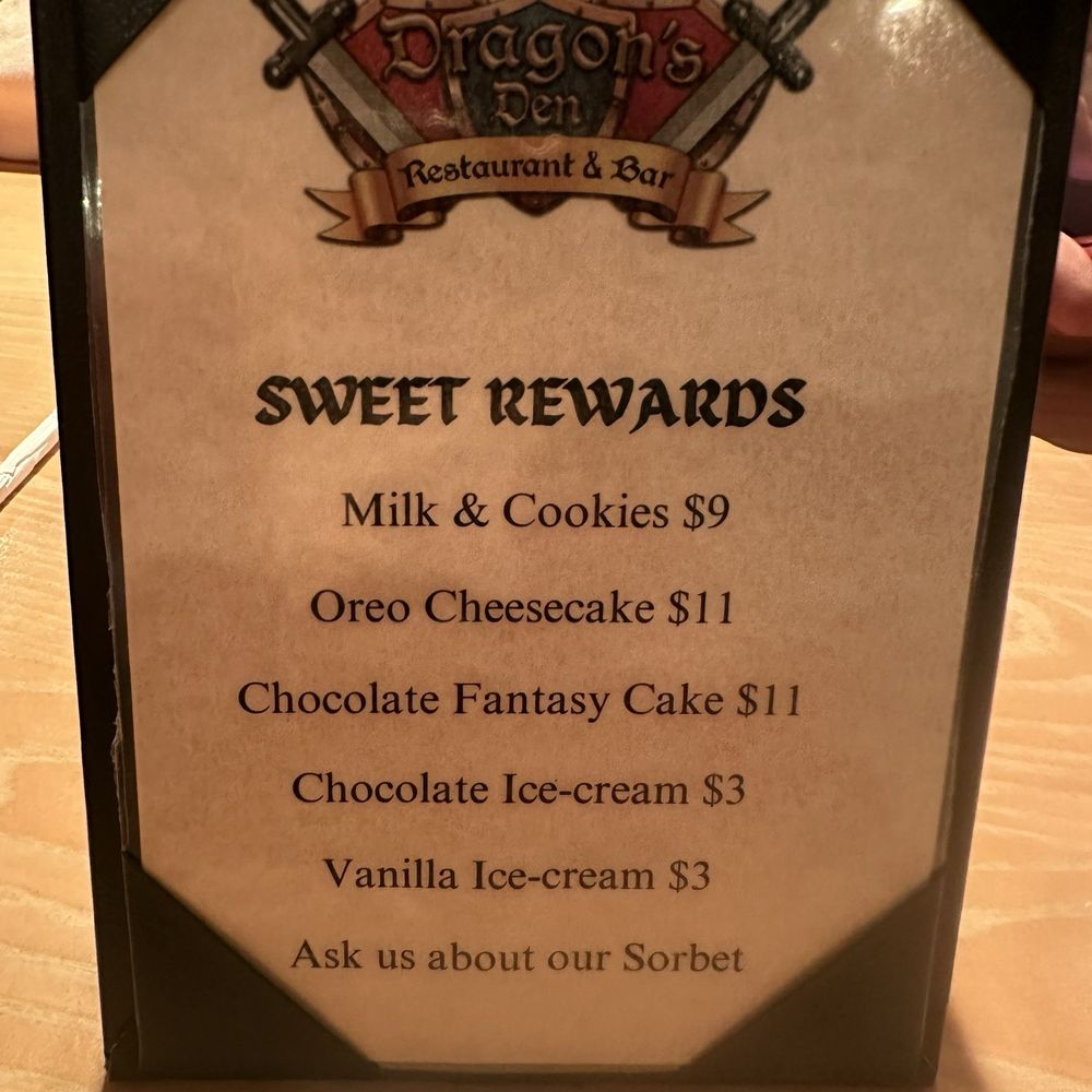 Dragon's Den - Milk and cookies are actually $10 now need to update price - American Near Me - Carlsbad, California Dragon's Den - Milk and cookies are actually $10 now need to update price - American Near Me - Carlsbad, California