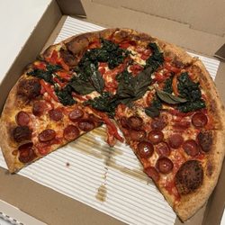 Pepperoni, Spinach and Red Peppers