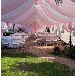Fiesta Fiesta Party Supplies - Full set up for a quince. Fiesta Fiesta worked with us to find another vendor to do the drapes and added different light fixtures.
