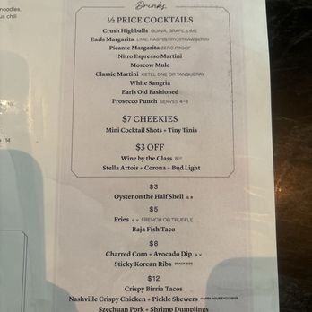 Earls Kitchen + Bar - Happy Hour Menu - New American Near Me - Miami, Florida