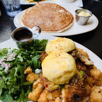 Syrup Downtown - "The Maryland" Eggs Benedict Gluten free pancake Veggie omelet - Breakfast & Brunch Near Me - Denver, Colorado Syrup Downtown - "The Maryland" Eggs Benedict Gluten free pancake Veggie omelet - Breakfast & Brunch Near Me - Denver, Colorado