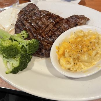 Black Angus Steakhouse - Ribeye with broccoli and Mac and cheese - Steakhouses Near Me - Montclair, California