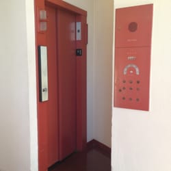 Price Tower Arts Center - Smaller elevator ever. Max three people.