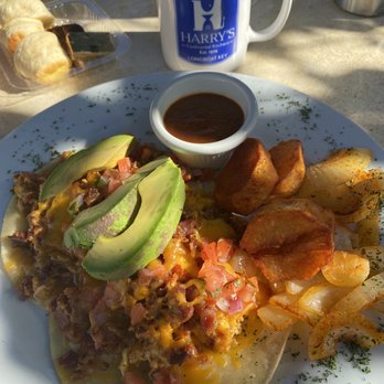 Harry's Continental Kitchens - harry's nogi scrambled eggs, bacon crumbles, cheddar cheese, pico de gallo, avocado, chipotle sauce, corn tortillas, choice of side $14 - Delis Near Me - Longboat Key, Florida Harry's Continental Kitchens - harry's nogi scrambled eggs, bacon crumbles, cheddar cheese, pico de gallo, avocado, chipotle sauce, corn tortillas, choice of side $14 - Delis Near Me - Longboat Key, Florida