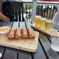 Sunset Pavilion - Pretzel sticks and beer flight