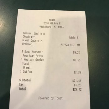 Yogi's Diner - the receipt for yogi's - Breakfast & Brunch Near Me - Vicksburg, Michigan Yogi's Diner - the receipt for yogi's - Breakfast & Brunch Near Me - Vicksburg, Michigan
