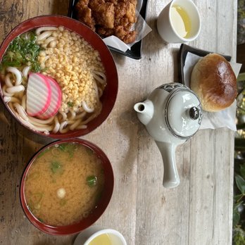 Teahouse - Chicken karaage, pork bun, udon, miso soup, and sencha tea - Tea Rooms Near Me - San Francisco, California Teahouse - Chicken karaage, pork bun, udon, miso soup, and sencha tea - Tea Rooms Near Me - San Francisco, California