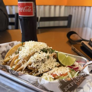 El Roy’s Express Mex - El Dorado tacos without créame with a bottled Coke. - Mexican Near Me - Santa Rosa, California El Roy’s Express Mex - El Dorado tacos without créame with a bottled Coke. - Mexican Near Me - Santa Rosa, California