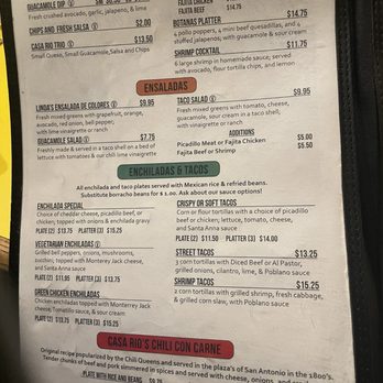 Casa Rio - Menu - Mexican Near Me - San Antonio, Texas Casa Rio - Menu - Mexican Near Me - San Antonio, Texas