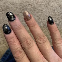 Gem Nails - Full set of acrylics with fireworks for new years!