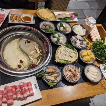 Da Long Yi Hot Pot - Spread of beef, lamb, veggies, seafood, noodles - Hot Pot Near Me - Boston, Massachusetts