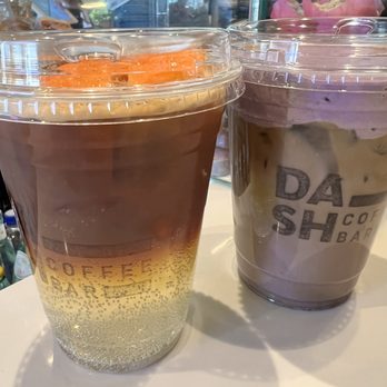 Dash Coffee Bar - Iced yuzu espresso tonic and ube latte w ube foam - Coffee & Tea Near Me - Pasadena, California Dash Coffee Bar - Iced yuzu espresso tonic and ube latte w ube foam - Coffee & Tea Near Me - Pasadena, California