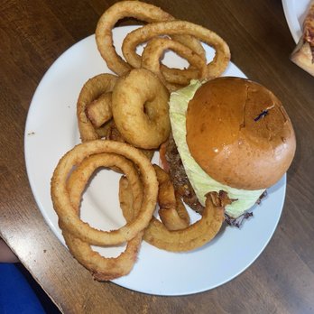 Luigi's At The Beach - Onion rings + Manny's Meaty Chorizo Burger (Mondays $5 off burgers) - Italian Near Me - San Diego, California Luigi's At The Beach - Onion rings + Manny's Meaty Chorizo Burger (Mondays $5 off burgers) - Italian Near Me - San Diego, California