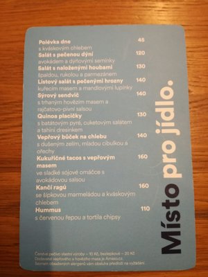 Menu photo 6 Místo Praha 6 - Dejvice, PR Menu photo 6 Místo Praha 6 - Dejvice, PR