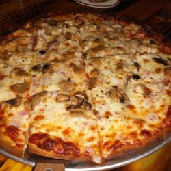 12 inch cheese, sausage, mushroom and onion pizza
