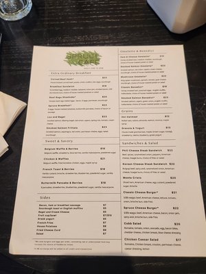 Menu photo 1 Spruce Cafe Seattle, WA Menu photo 1 Spruce Cafe Seattle, WA