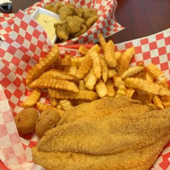 Jazzy Hot Wings Etc - Two catfish plates with fried pickles. - Southern Near Me - Rome, Georgia Jazzy Hot Wings Etc - Two catfish plates with fried pickles. - Southern Near Me - Rome, Georgia
