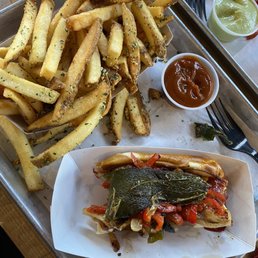 LA Street Smoke and house fries with side of curry ketchup LA Street Smoke and house fries with side of curry ketchup