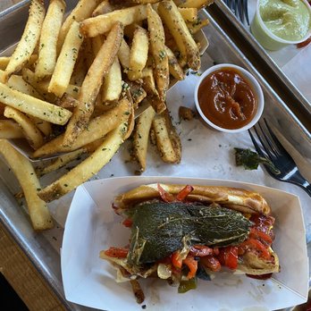 Eugene's Sausage & Fries - LA Street Smoke and house fries with side of curry ketchup - Hot Dogs Near Me - Chantilly, Virginia Eugene's Sausage & Fries - LA Street Smoke and house fries with side of curry ketchup - Hot Dogs Near Me - Chantilly, Virginia