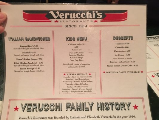 Menu photo 2 Verucchi's Ristorante Spring Valley, IL