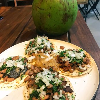 Tapatia Vegan Tacos - 4-combination vegan tacos: Asada, Birria, Ongos (mushroom and onions), and birria again. - Tacos Near Me - Quintana Roo, ROO