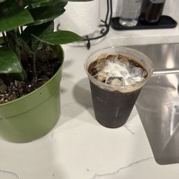 Iced Espresso, 4 shots with a pack of powder cream. Great simple cup for the summer.
