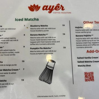 Ayer Coffee - Menu - Coffee & Tea Near Me - Tustin, California