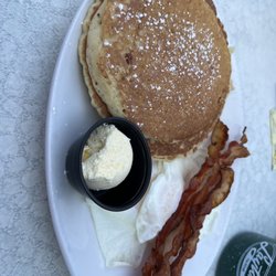 Layton's on 92nd - Buttermilk pancakes with eggs and bacon