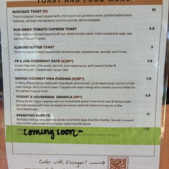 Voyager Craft Coffee - Food menu - Sept 2026 - Coffee & Tea Near Me - San Jose, California Voyager Craft Coffee - Food menu - Sept 2026 - Coffee & Tea Near Me - San Jose, California