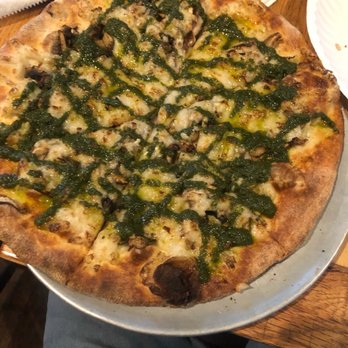 Pure Pizza - 10" Wild Mushroom Pizza w/Pesto drizzle on top - Pizza Near Me - Charlotte, North Carolina Pure Pizza - 10" Wild Mushroom Pizza w/Pesto drizzle on top - Pizza Near Me - Charlotte, North Carolina