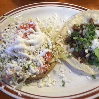 La Quebrada - Sope with pastor and also a steak taco - Mexican Near Me - Aurora, Illinois