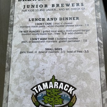 Tamarack Alehouse & Grill - Kids' menu - Burgers Near Me - Lakeside, Montana