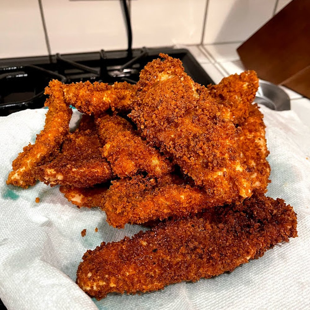 Freshly fried fish.