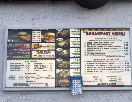 Menu photo 2 Jimboy's Tacos Reno, NV