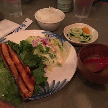 Kyoto Restaurant - Salmon teriyaki meal (miso, salad, cucumber salad, rice) - Japanese Near Me - Rohnert Park, California