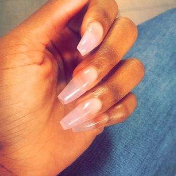Heaven Nails & Spa - Clear pink acrylic full set, coffin shape. - Nail Salons Near Me - El Paso, Texas Heaven Nails & Spa - Clear pink acrylic full set, coffin shape. - Nail Salons Near Me - El Paso, Texas