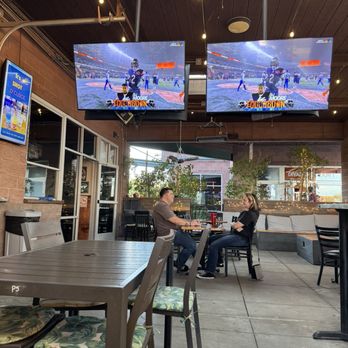Backyards - Outside covered patio with TVs - New American Near Me - Scottsdale, Arizona Backyards - Outside covered patio with TVs - New American Near Me - Scottsdale, Arizona