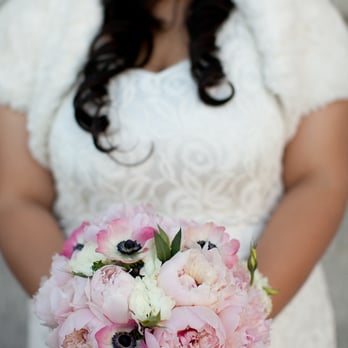 An Added Touch Flowers - Bridal bouquet - pink peonies, light pink anemones - Floral Designers Near Me