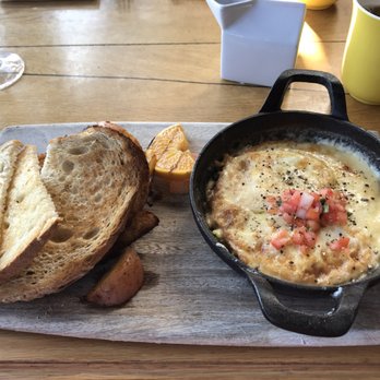 Corkfire Kitchen - Coddled egg breakfast, all kids of yummy! The potatoes and toast were amazing complements. Thanks for the recommendation Tammy! - New American Near Me - Temecula, California