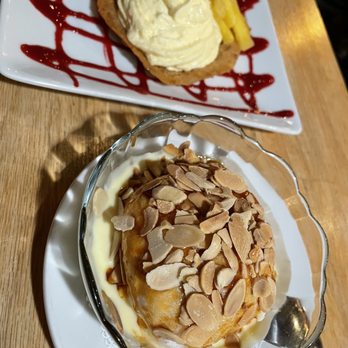 The Elephant Walk - Iles Flottantes (gluten free)  and Mousse aux Fruits de la Passion (gluten free if served without almond lace cup) - Cambodian Near Me - Boston, Massachusetts