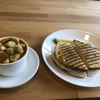 Wellness at Organic Buzz - Cup of tomato soup and turkey provolone fig panini - Cafes Near Me - Norfolk, Massachusetts Wellness at Organic Buzz - Cup of tomato soup and turkey provolone fig panini - Cafes Near Me - Norfolk, Massachusetts