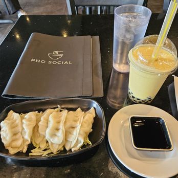 Pho Social - Pork dumplings & Mango smoothie with boba - Vietnamese Near Me - Denver, Colorado