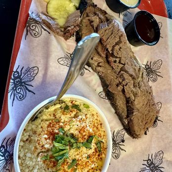 Obscurity Brewing - Brisket, Midwest Street Corn, White Sauce and  Sweet Heat along with pickles - Breweries Near Me - Elburn, Illinois