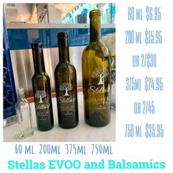 Stellas Gelato/Specialty Market - Harvested, Processed and straight to us. Our Italian Balsamics are Barrel Aged with the "mother." Bottled on premise for you when you order.