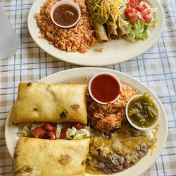 La Pasadita Cafe - Chimichanga Plate and Taquitos Plate